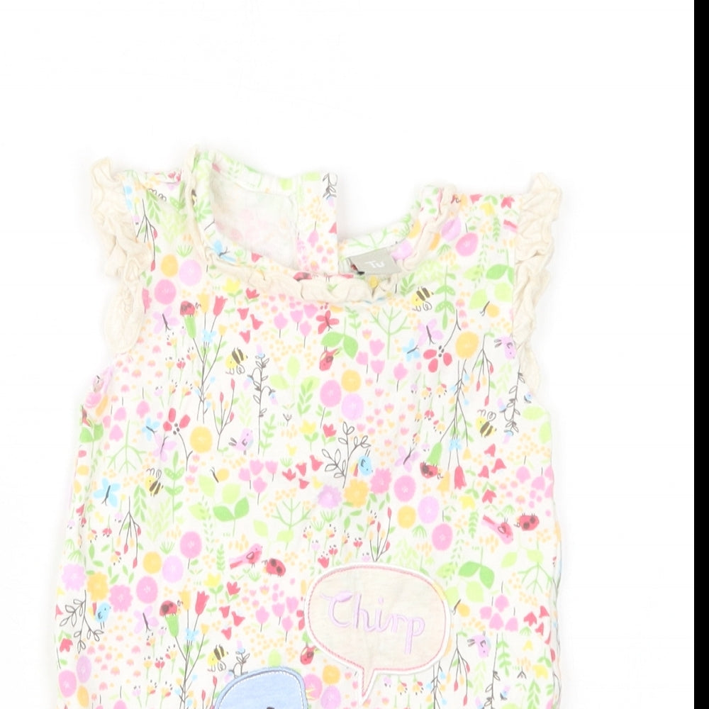 TU Girls Beige Geometric  Basic T-Shirt Size 9-12 Months