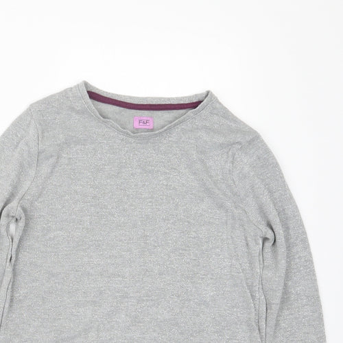 F&F Girls Silver   Pullover Jumper Size 10-11 Years