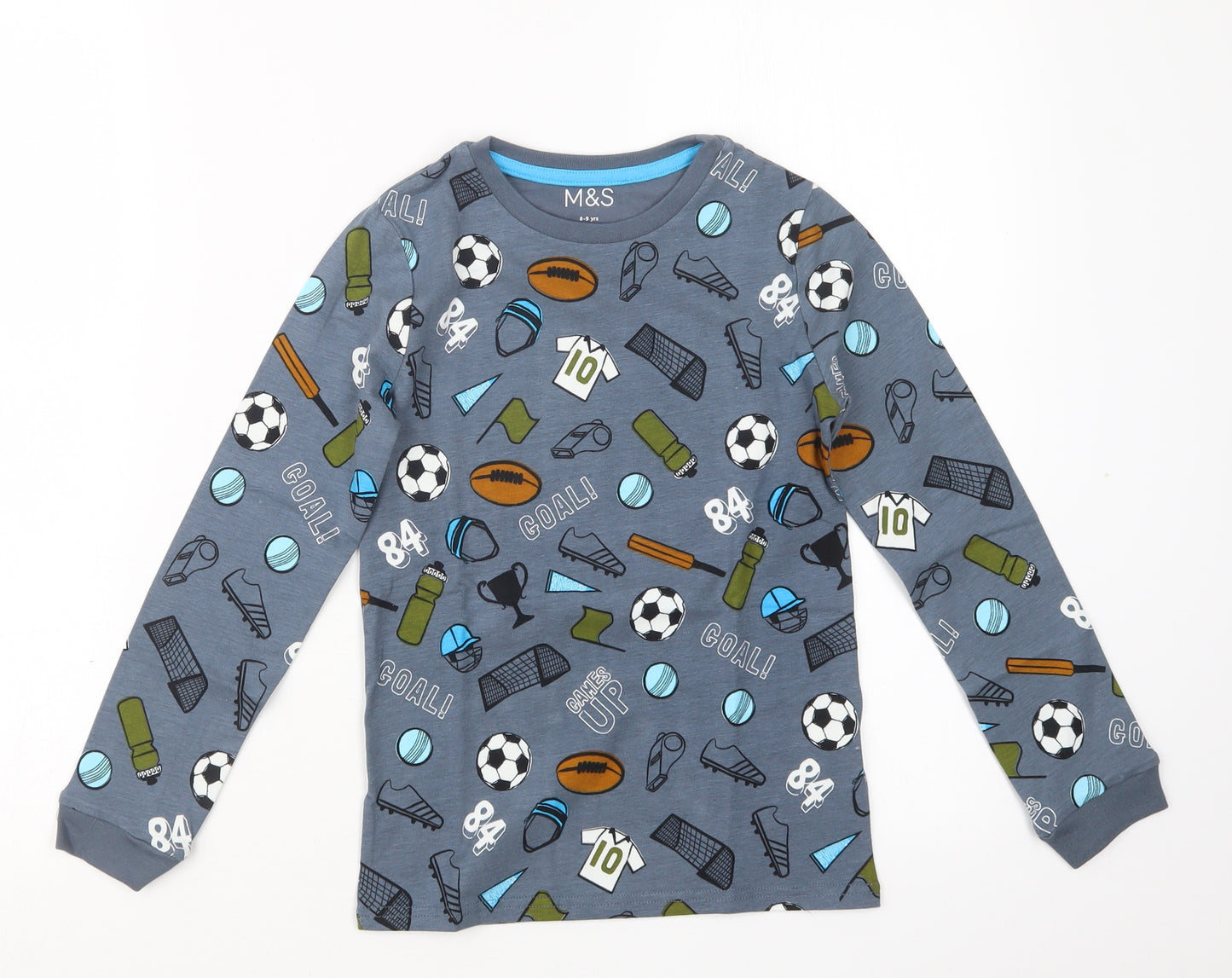 Marks and Spencer Boys Grey Geometric   Pyjama Set Size 8-9 Years