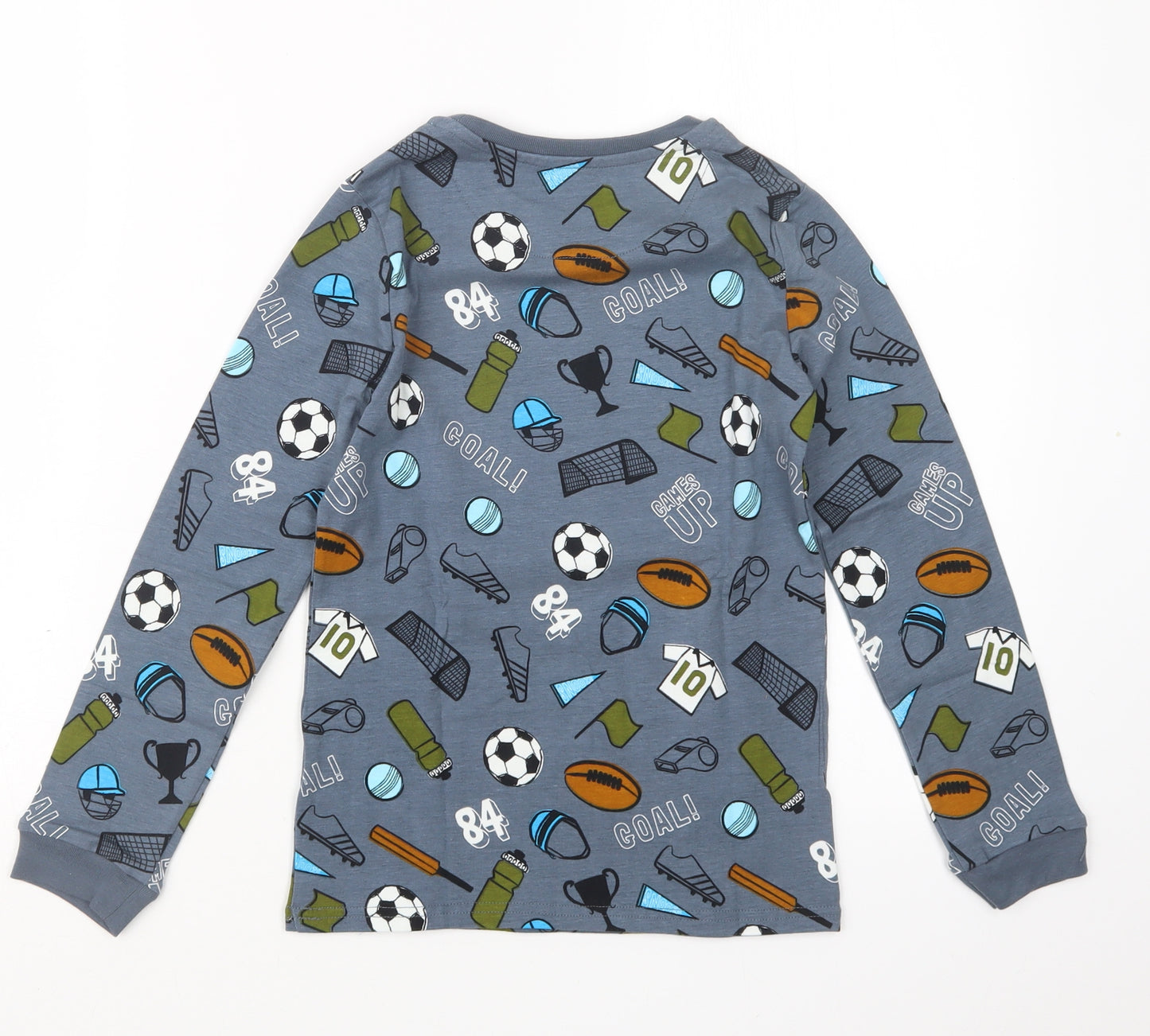 Marks and Spencer Boys Grey Geometric   Pyjama Set Size 8-9 Years