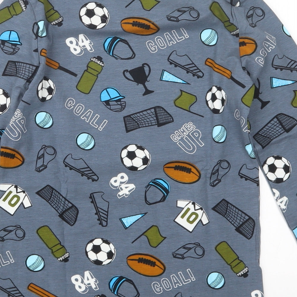 Marks and Spencer Boys Grey Geometric   Pyjama Set Size 8-9 Years