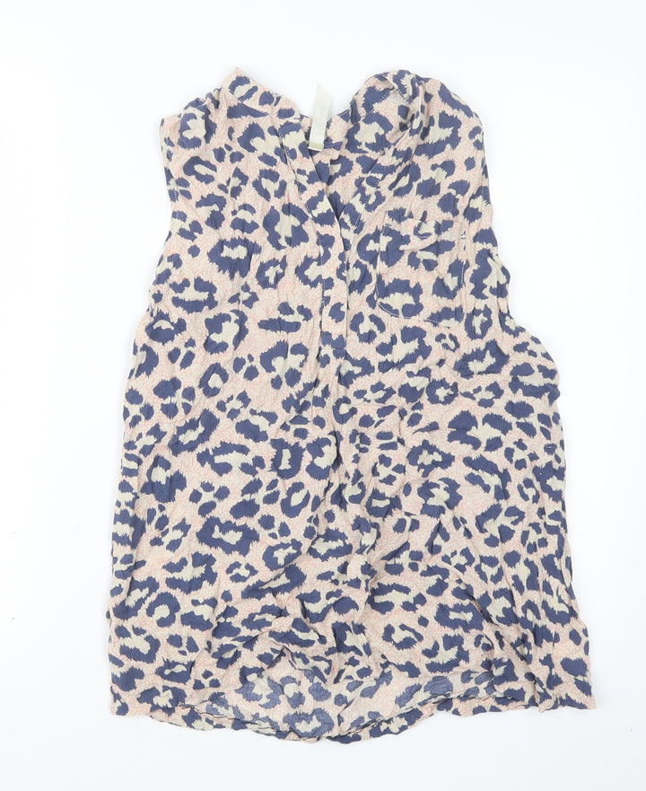 Stella Morgan Womens Blue Animal Print  Basic T-Shirt Size 10