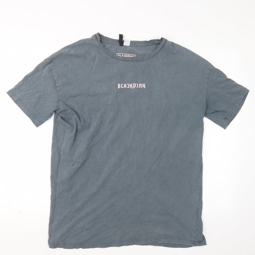 Divided by H&M Mens Grey    T-Shirt Size S  - Black Pink