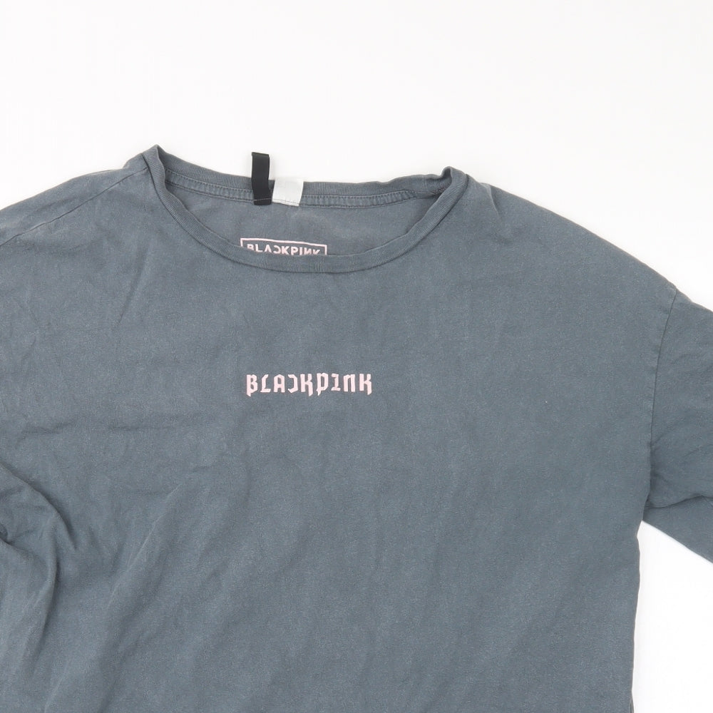 Divided by H&M Mens Grey    T-Shirt Size S  - Black Pink
