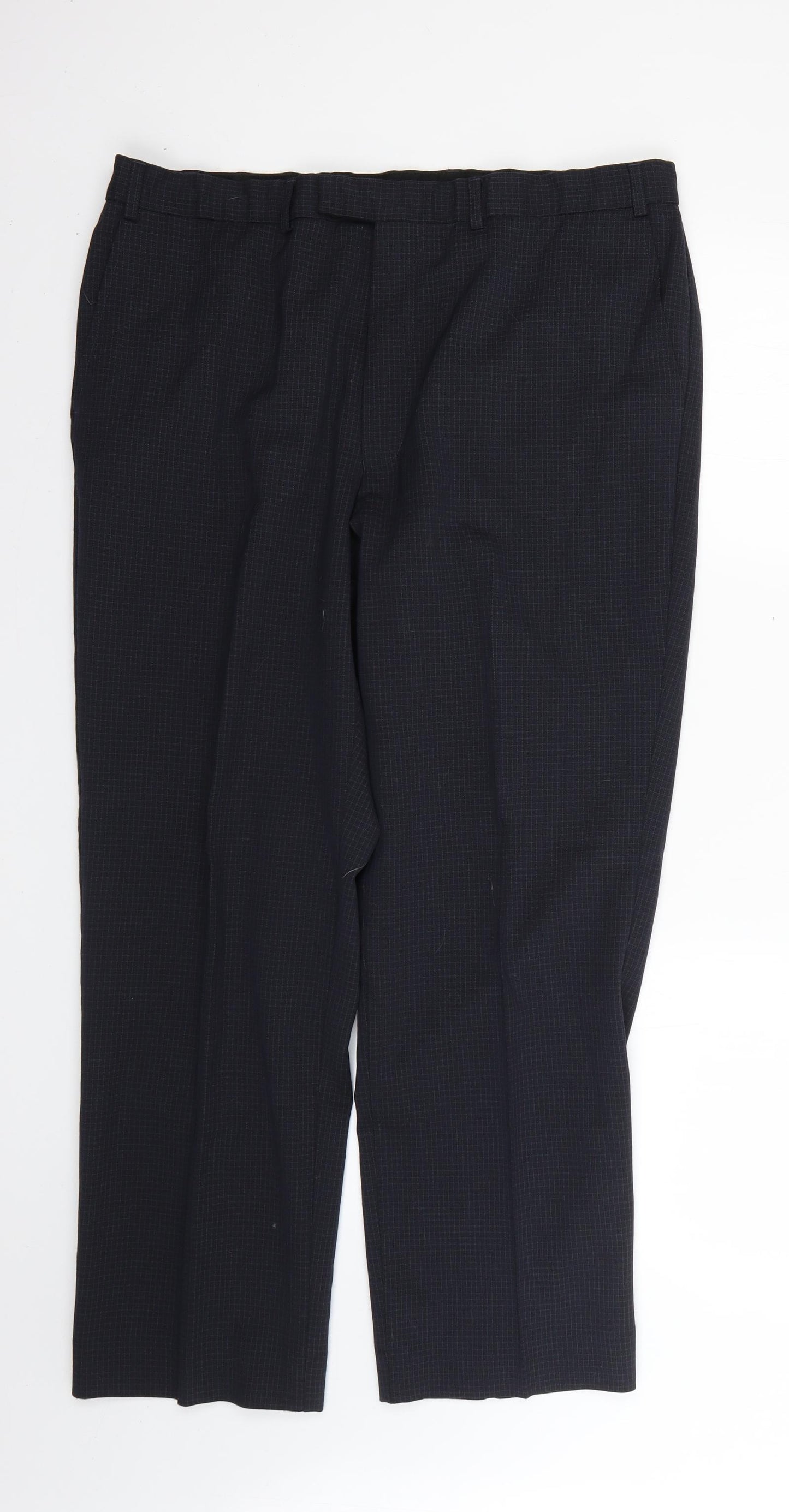 Marks and Spencer Mens Blue Check  Trousers  Size 38 L26 in