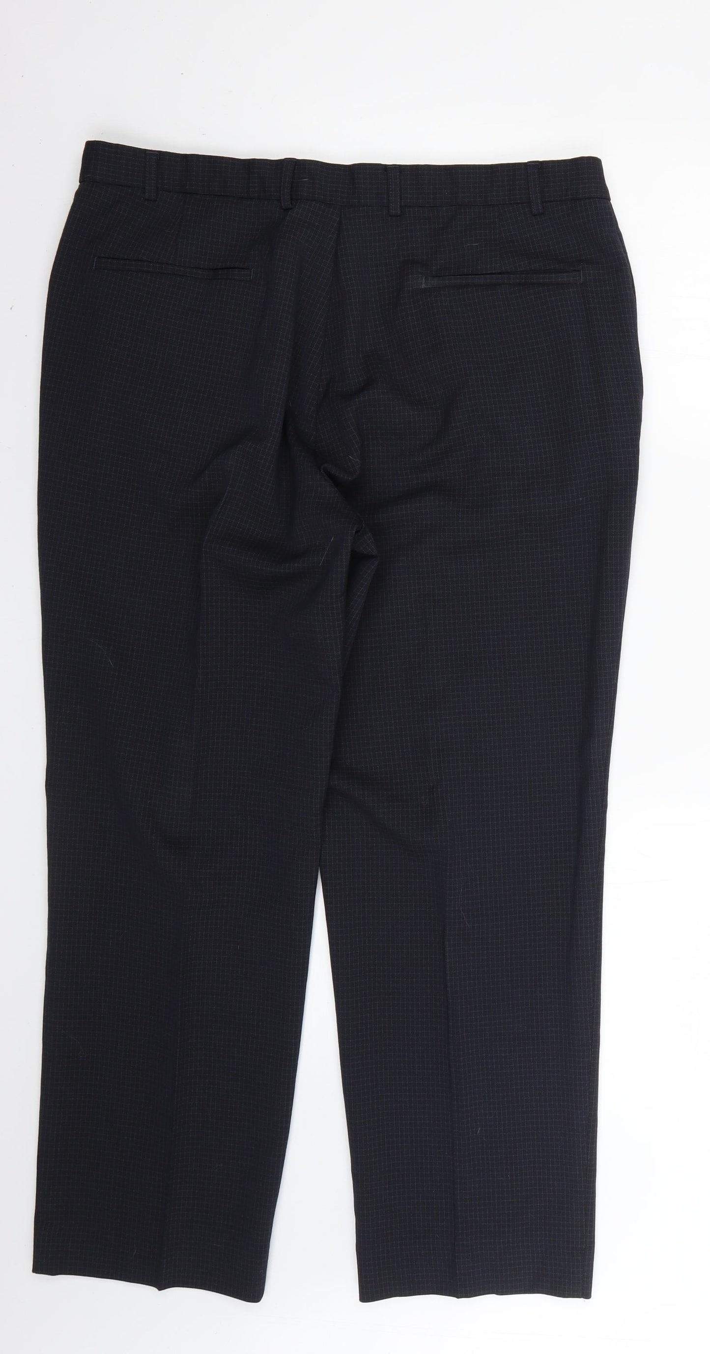 Marks and Spencer Mens Blue Check  Trousers  Size 38 L26 in