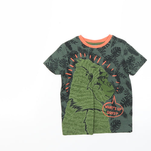 little kids Boys Green Geometric  Basic T-Shirt Size 3-4 Years