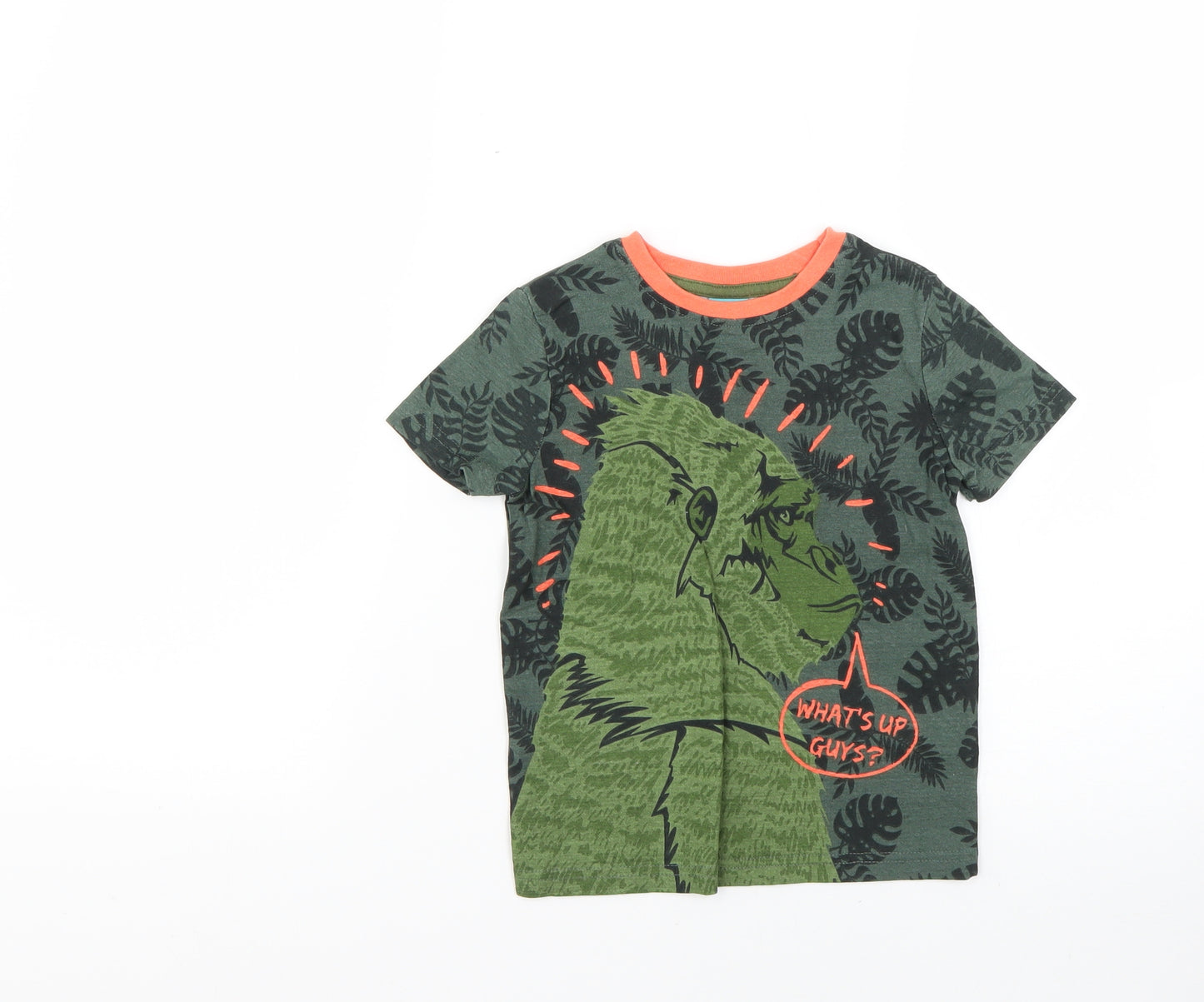 little kids Boys Green Geometric  Basic T-Shirt Size 3-4 Years