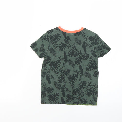 little kids Boys Green Geometric  Basic T-Shirt Size 3-4 Years