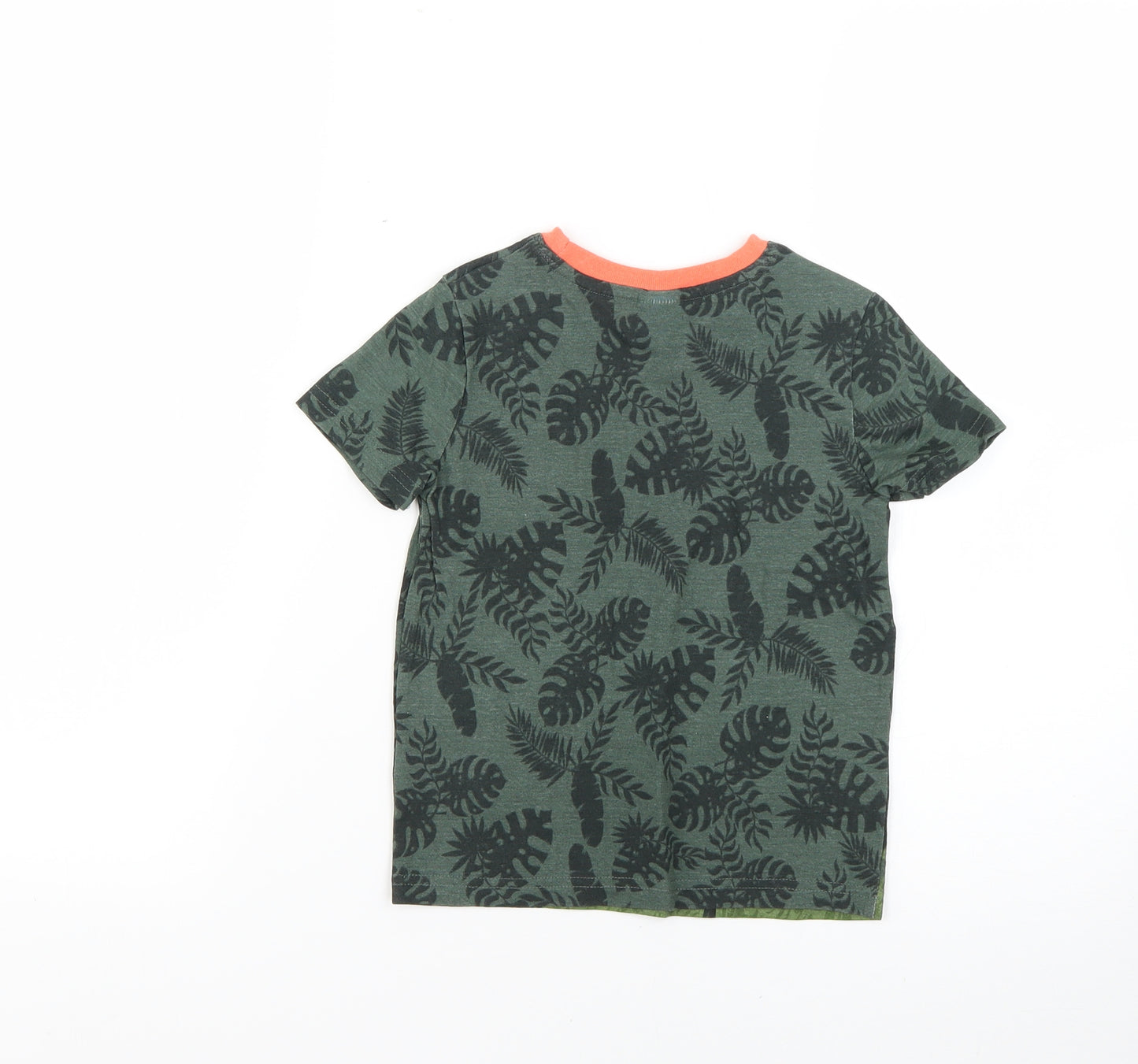 little kids Boys Green Geometric  Basic T-Shirt Size 3-4 Years