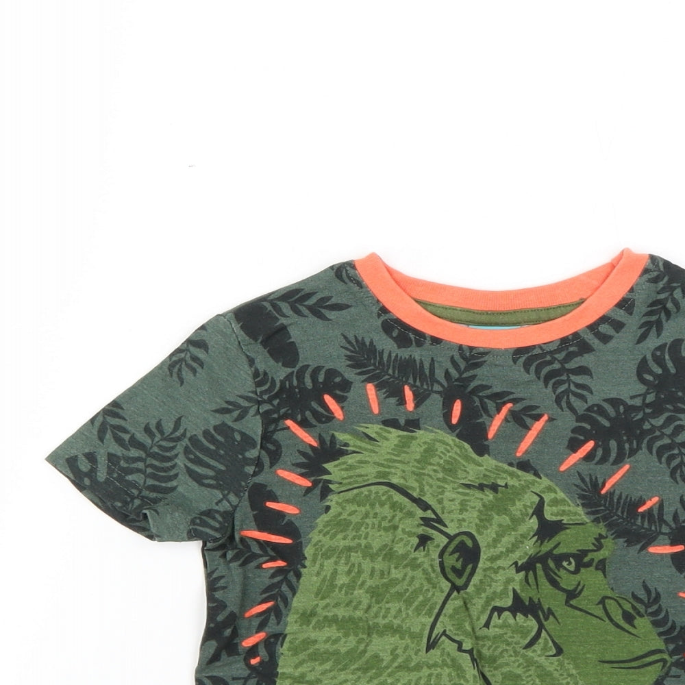 little kids Boys Green Geometric  Basic T-Shirt Size 3-4 Years