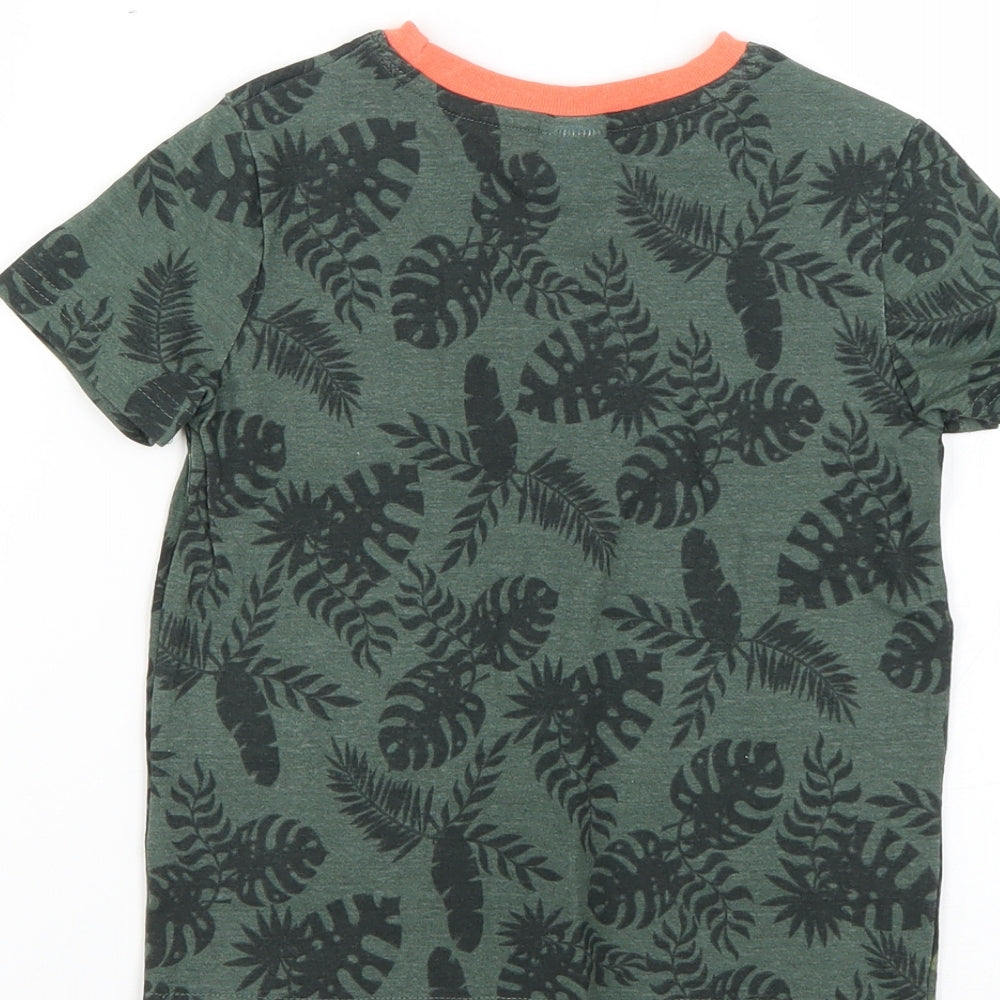 little kids Boys Green Geometric  Basic T-Shirt Size 3-4 Years
