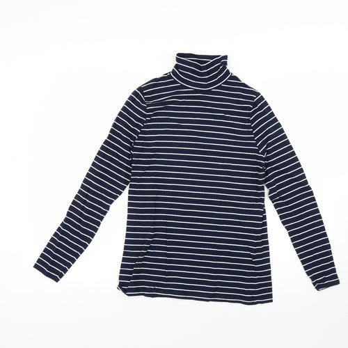 marks Womens Blue Striped  Basic T-Shirt Size 10