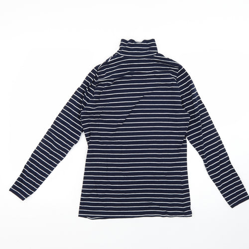 marks Womens Blue Striped  Basic T-Shirt Size 10
