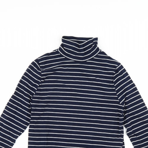 marks Womens Blue Striped  Basic T-Shirt Size 10