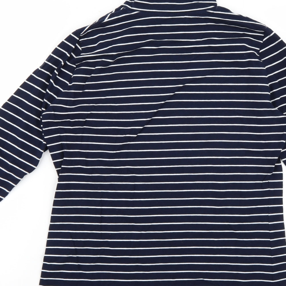 marks Womens Blue Striped  Basic T-Shirt Size 10