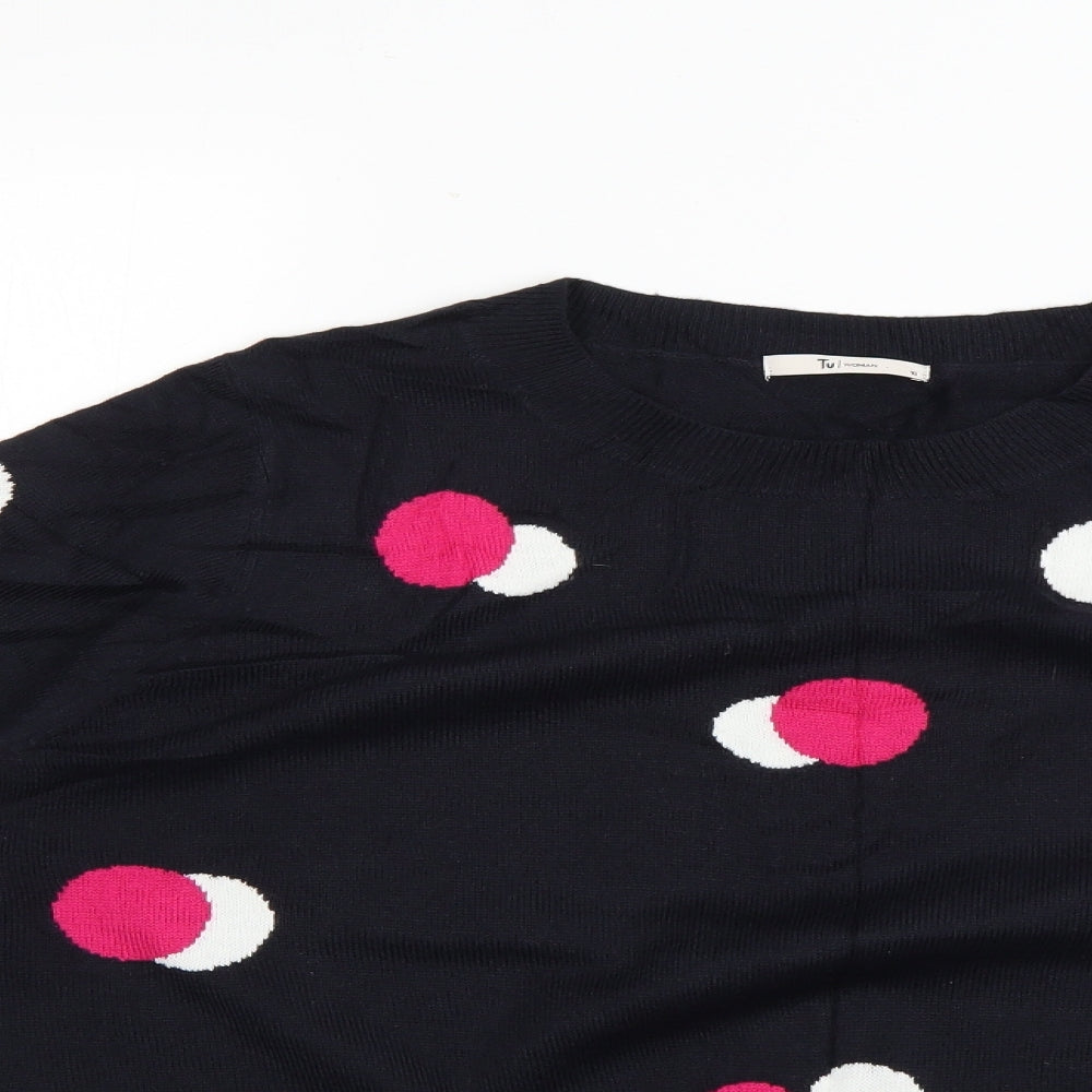 TU Womens Blue Geometric  Pullover Jumper Size 18