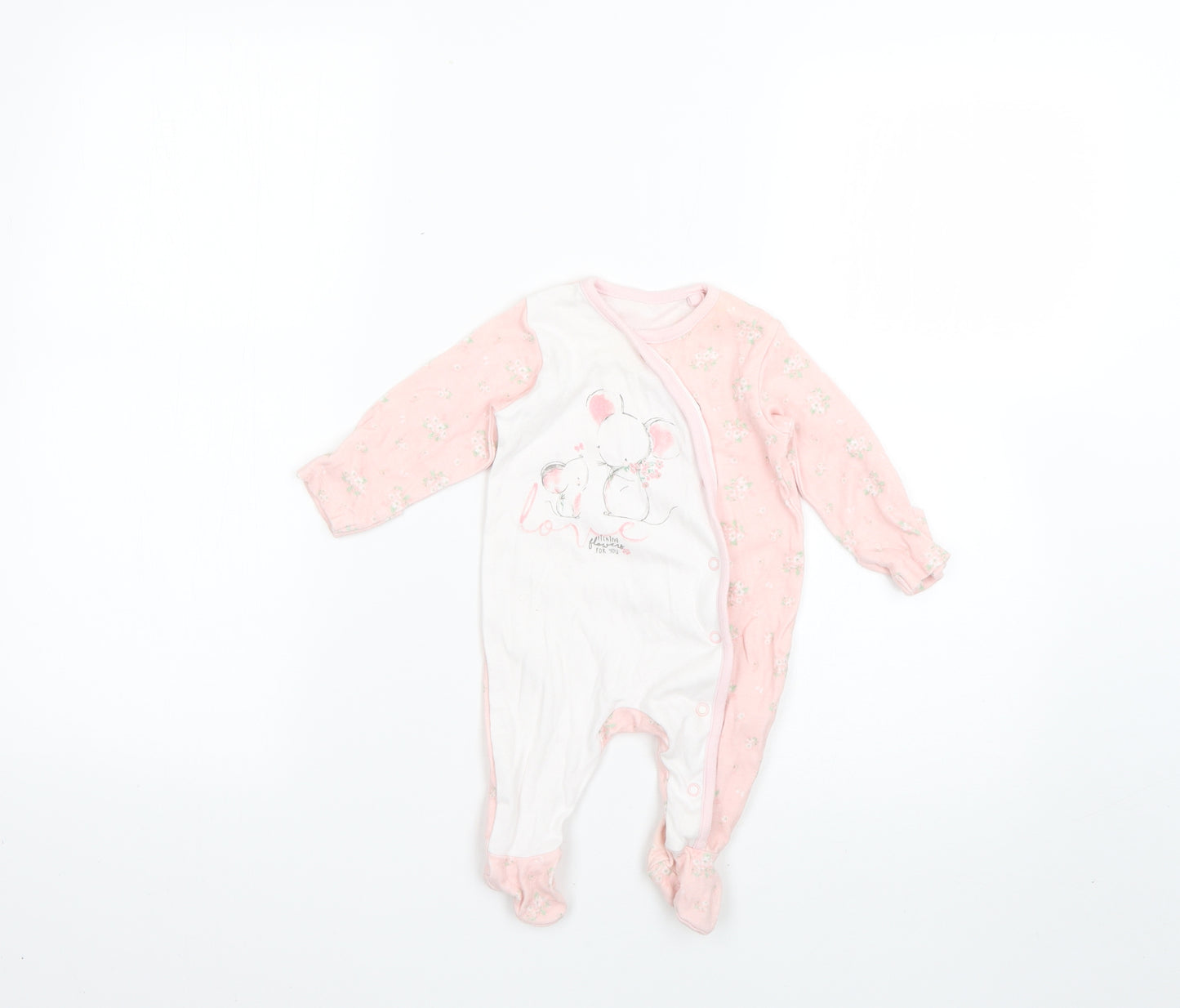 TU Baby Pink Flecked  Babygrow One-Piece Size 0-3 Months