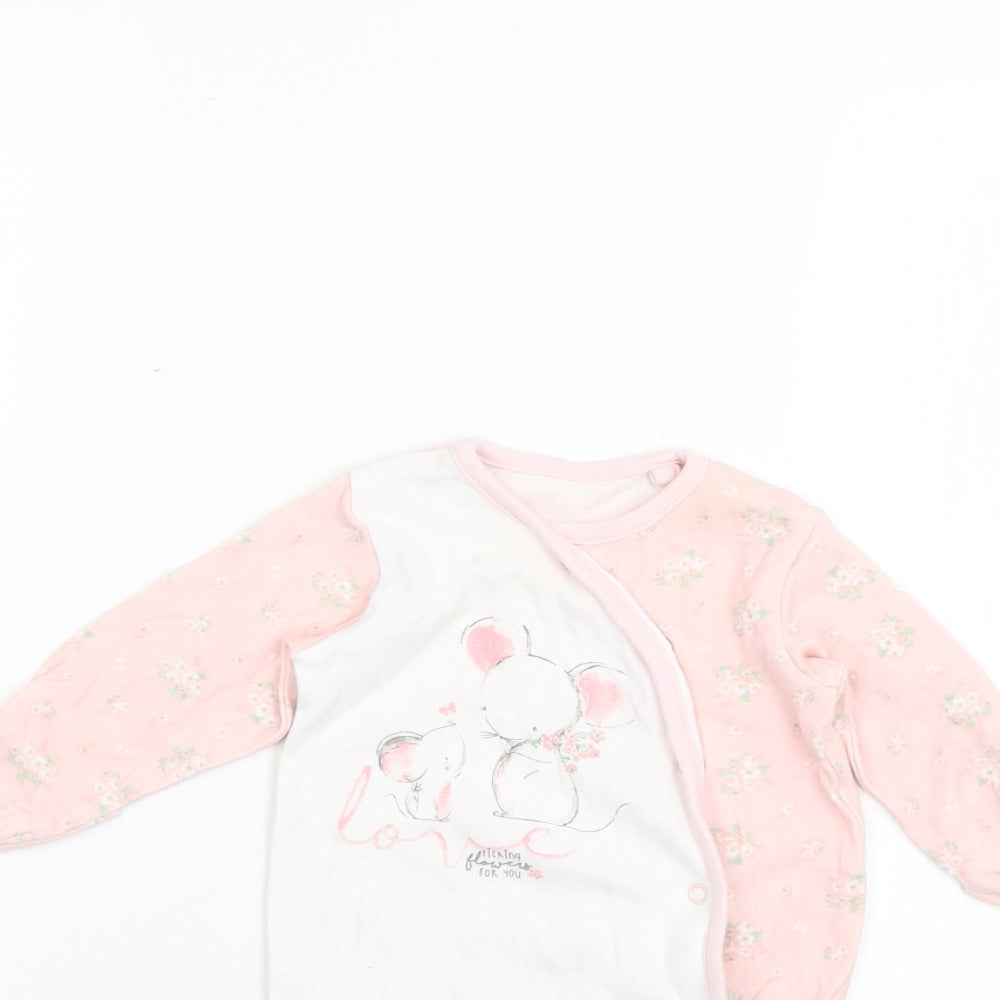 TU Baby Pink Flecked  Babygrow One-Piece Size 0-3 Months