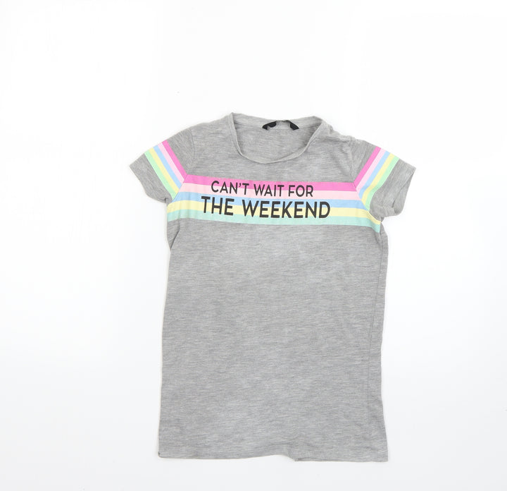 George Girls Grey   Basic T-Shirt Size 8-9 Years