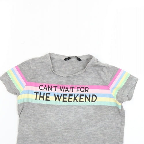 George Girls Grey   Basic T-Shirt Size 8-9 Years