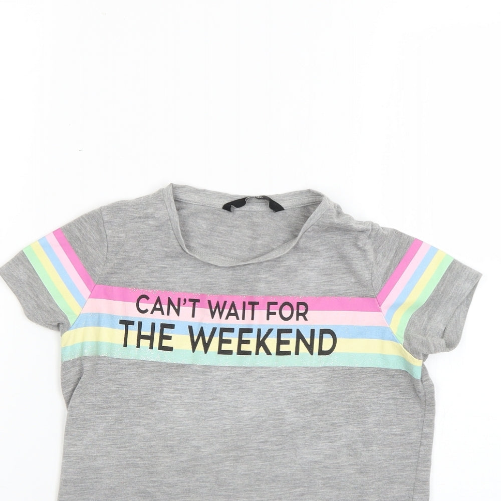 George Girls Grey   Basic T-Shirt Size 8-9 Years