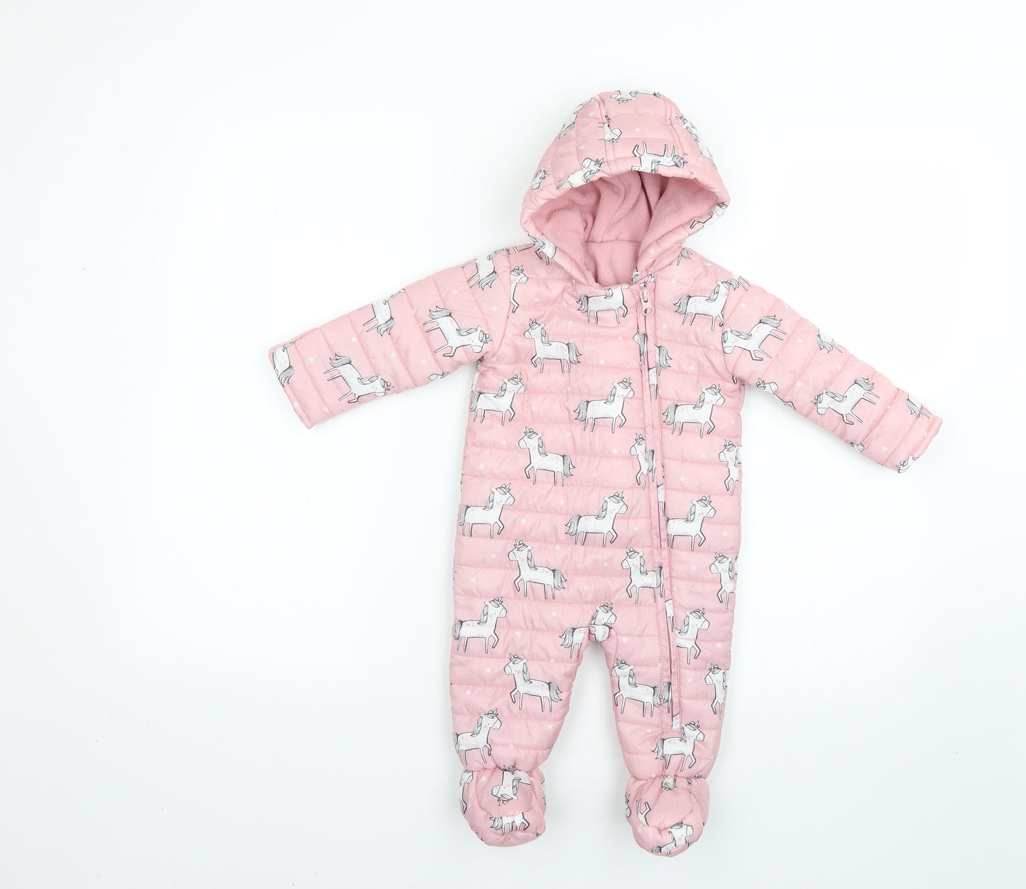TU Baby Pink Geometric  Basic Coat Snowsuit Size 3-6 Months