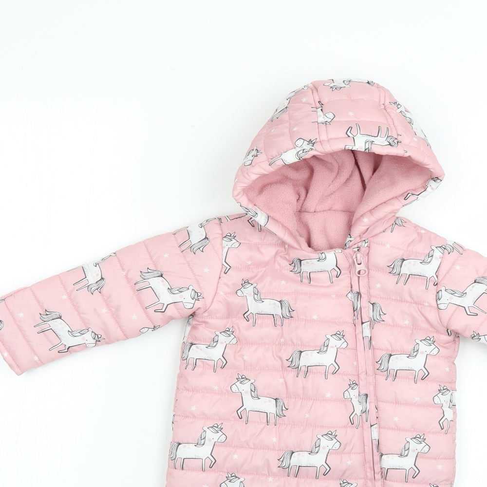 TU Baby Pink Geometric  Basic Coat Snowsuit Size 3-6 Months