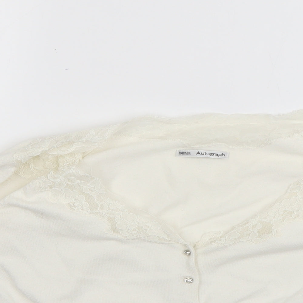 Marks and Spencer Womens White   Cardigan Jumper Size 12