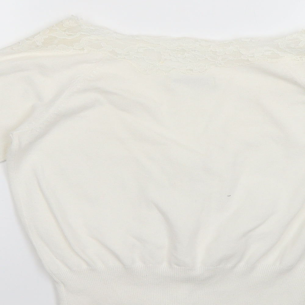 Marks and Spencer Womens White   Cardigan Jumper Size 12