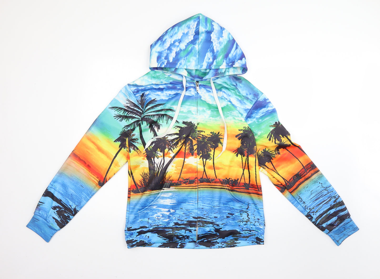 Preworn Mens Multicoloured Geometric  Full Zip Hoodie Size M
