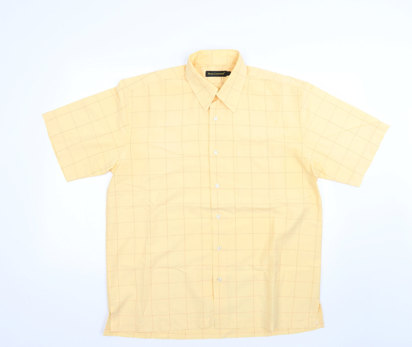 heavy construction Mens Orange Check   Dress Shirt Size L