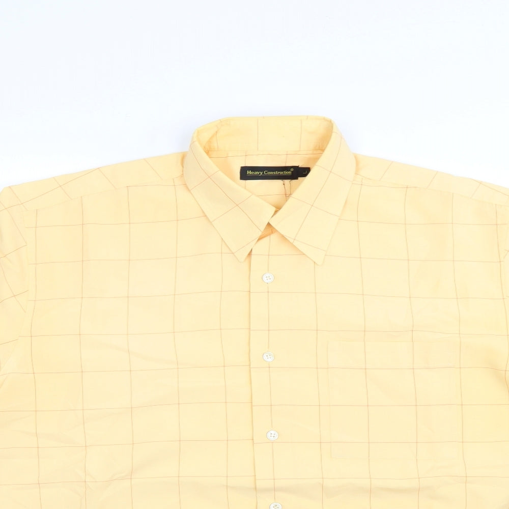 heavy construction Mens Orange Check   Dress Shirt Size L