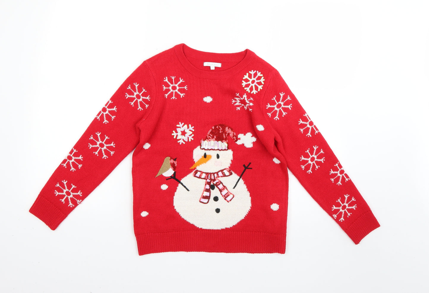 bluezoo Boys Red Geometric  Pullover Jumper Size 9-10 Years  - Christmas