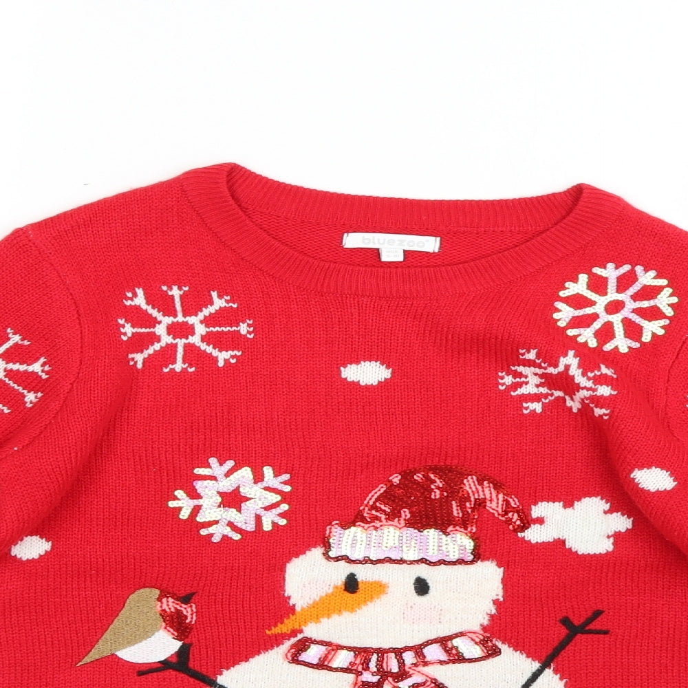 bluezoo Boys Red Geometric  Pullover Jumper Size 9-10 Years  - Christmas