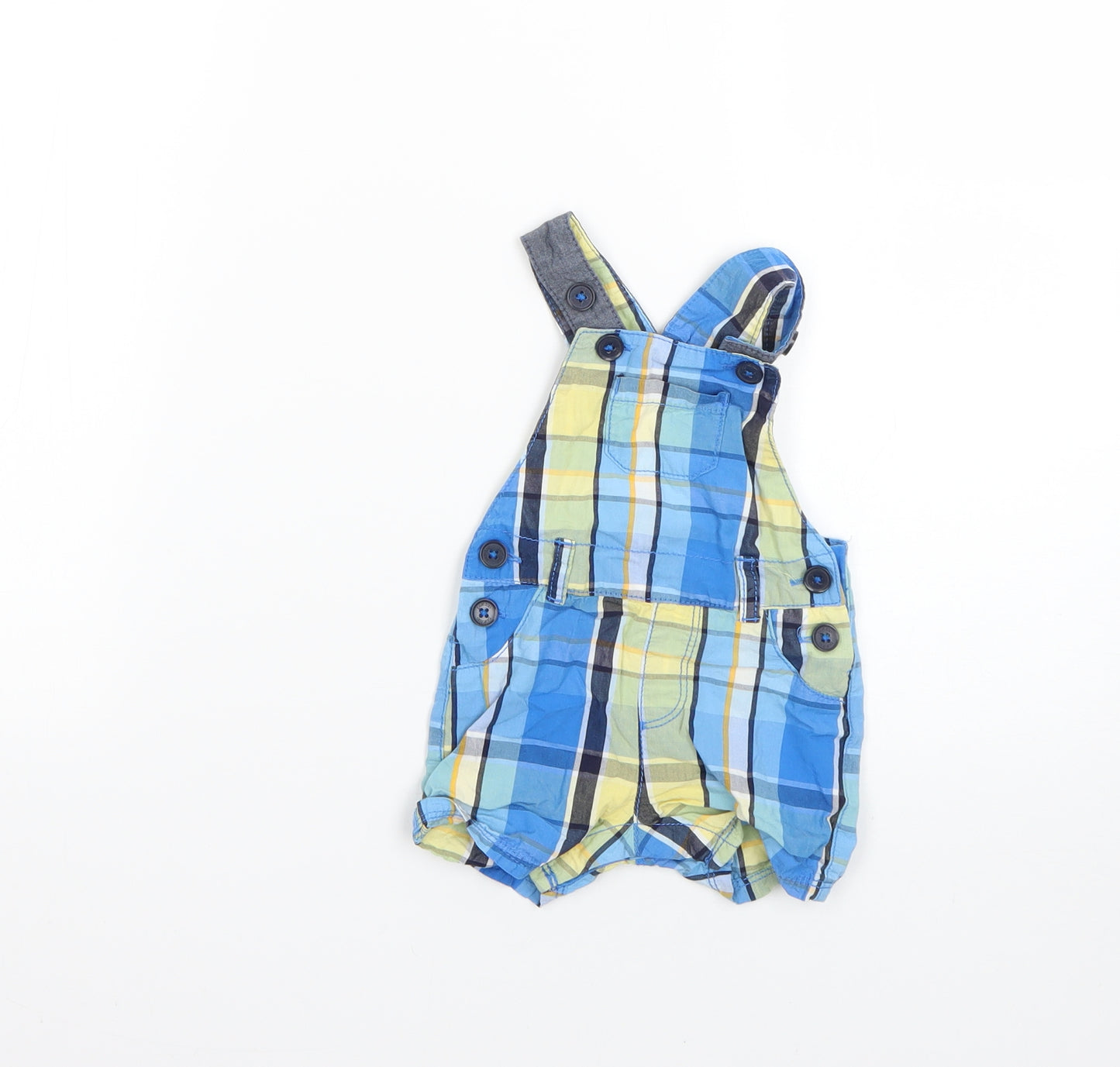 bluezoo Baby Multicoloured Check  Dungaree Outfit/Set Size 0-3 Months