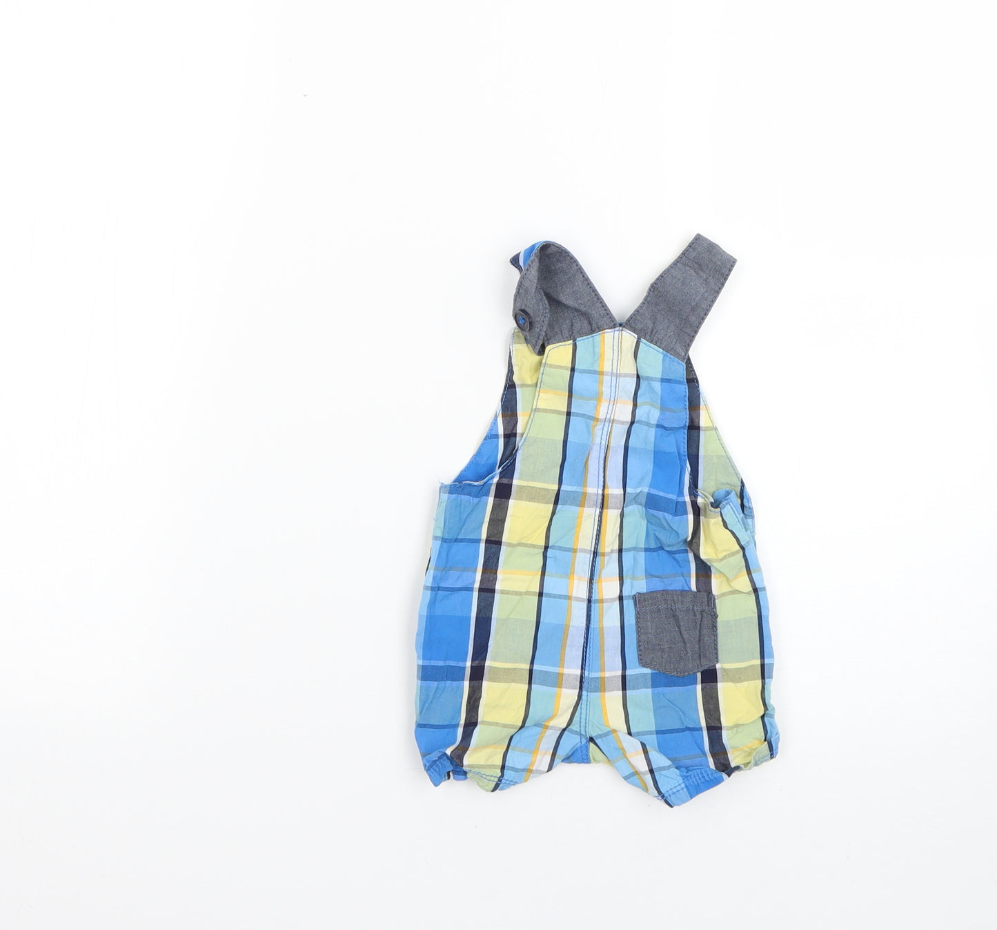 bluezoo Baby Multicoloured Check  Dungaree Outfit/Set Size 0-3 Months