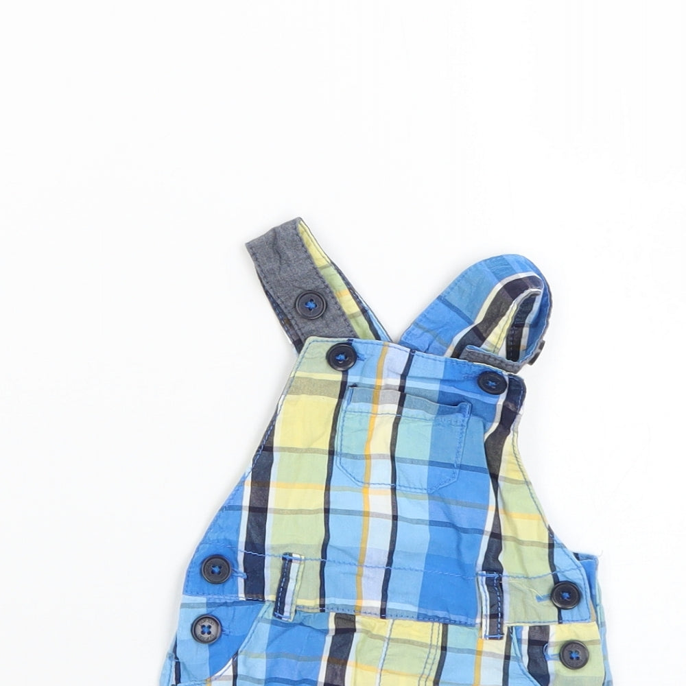 bluezoo Baby Multicoloured Check  Dungaree Outfit/Set Size 0-3 Months