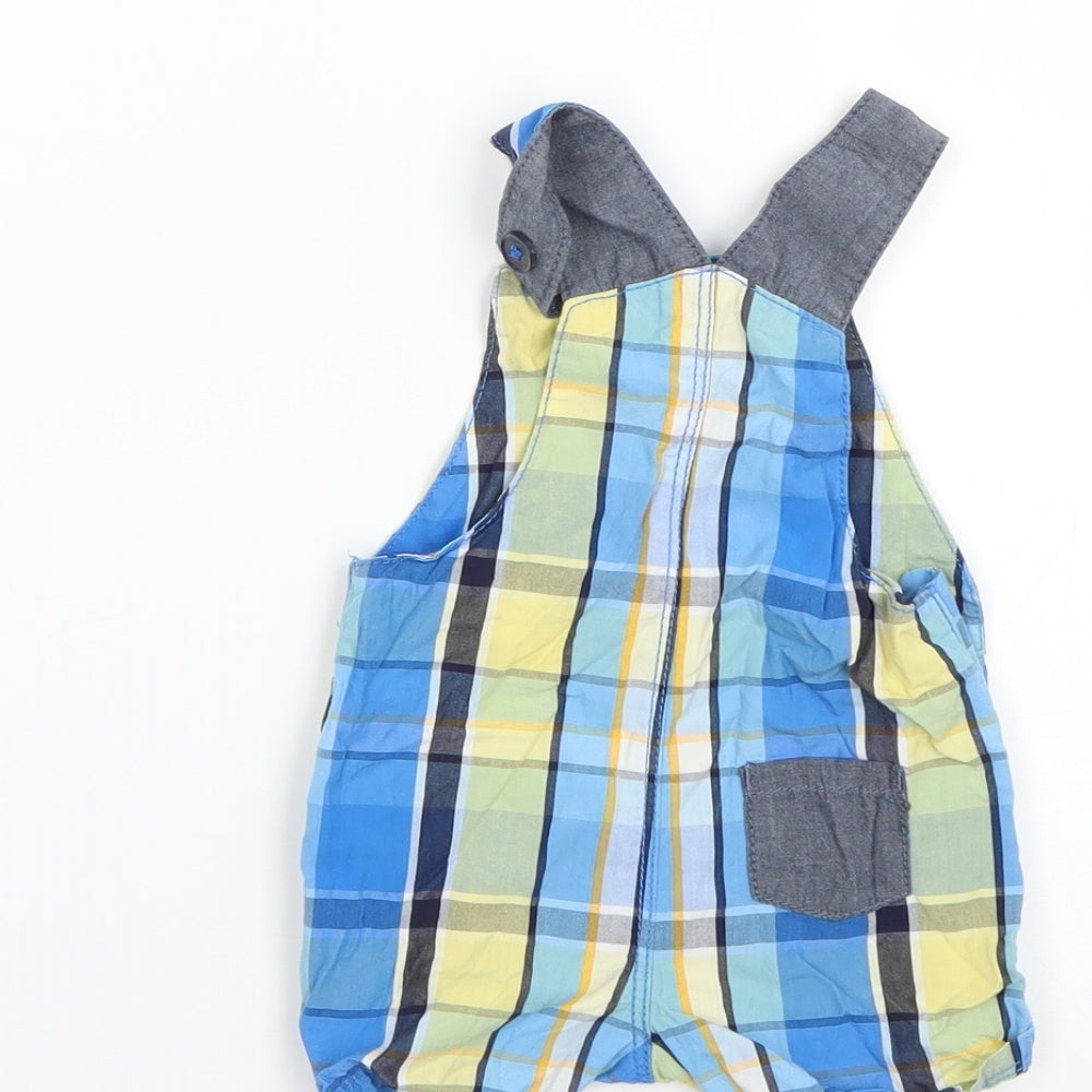 bluezoo Baby Multicoloured Check  Dungaree Outfit/Set Size 0-3 Months