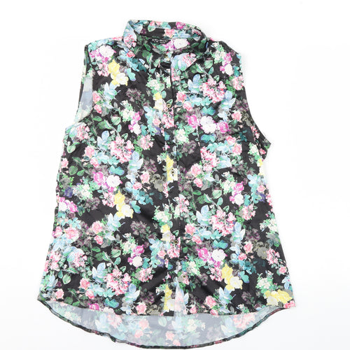 Select Womens Black Floral  Basic Button-Up Size 16