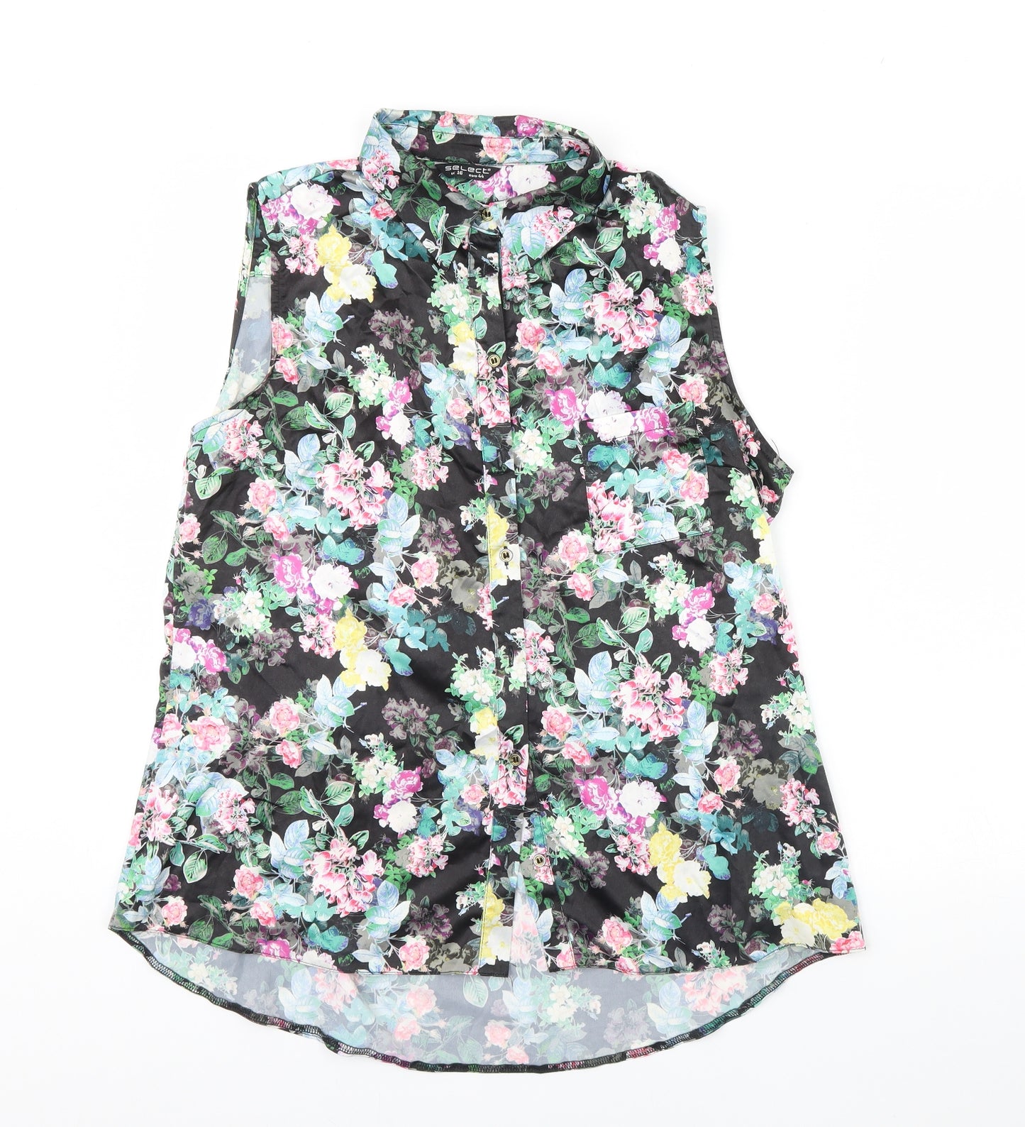 Select Womens Black Floral  Basic Button-Up Size 16