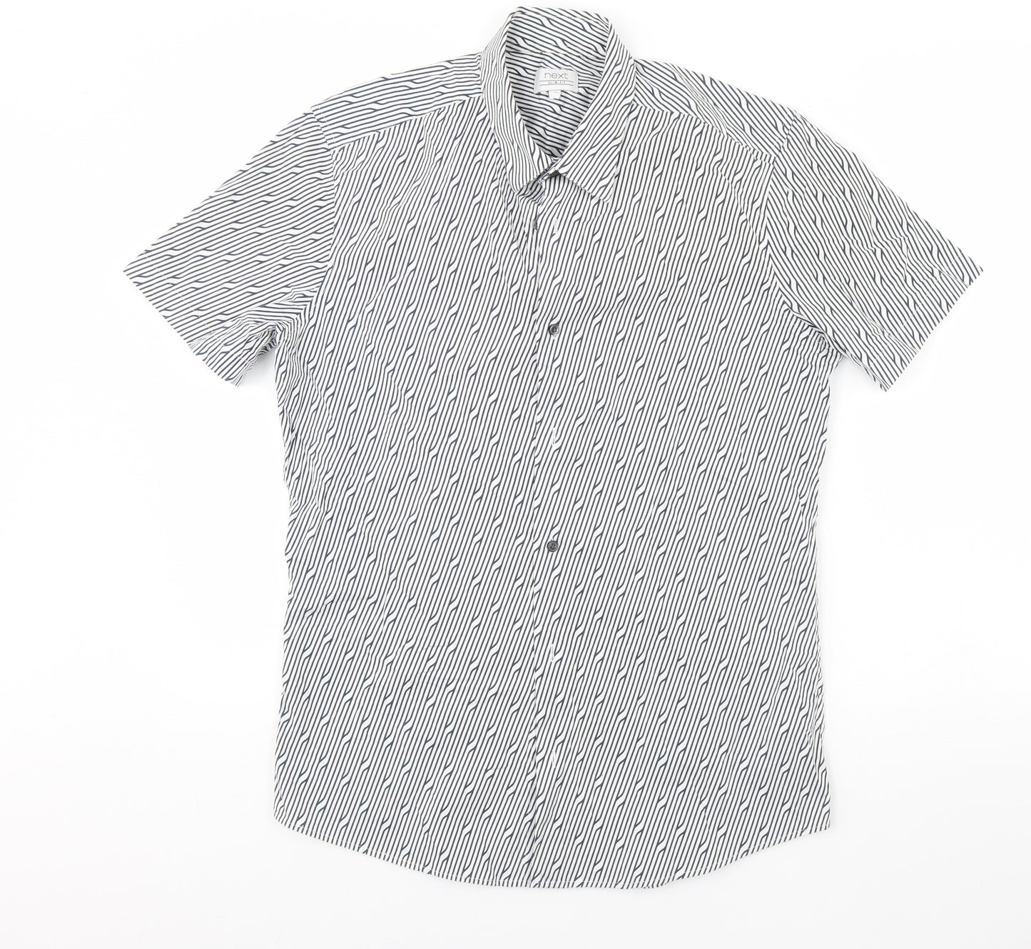 NEXT Mens White Geometric   Dress Shirt Size M