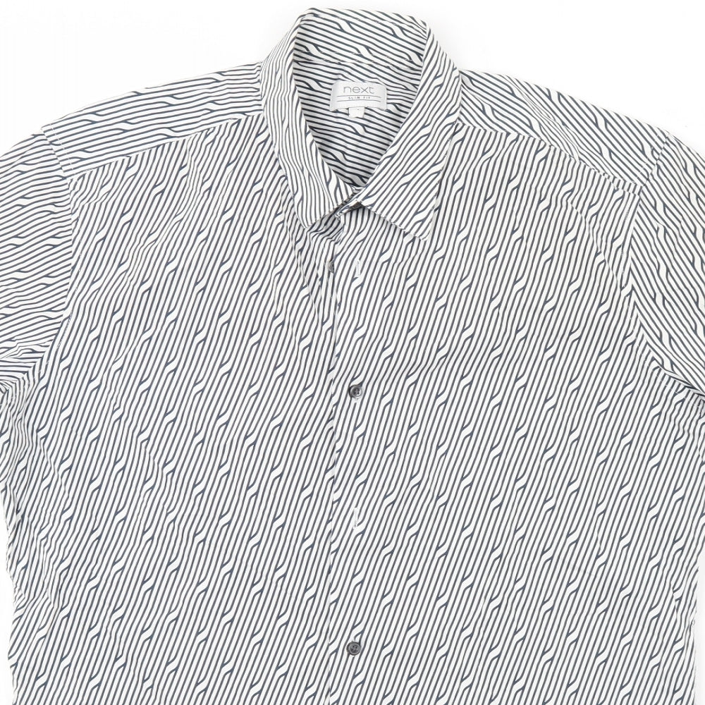 NEXT Mens White Geometric   Dress Shirt Size M