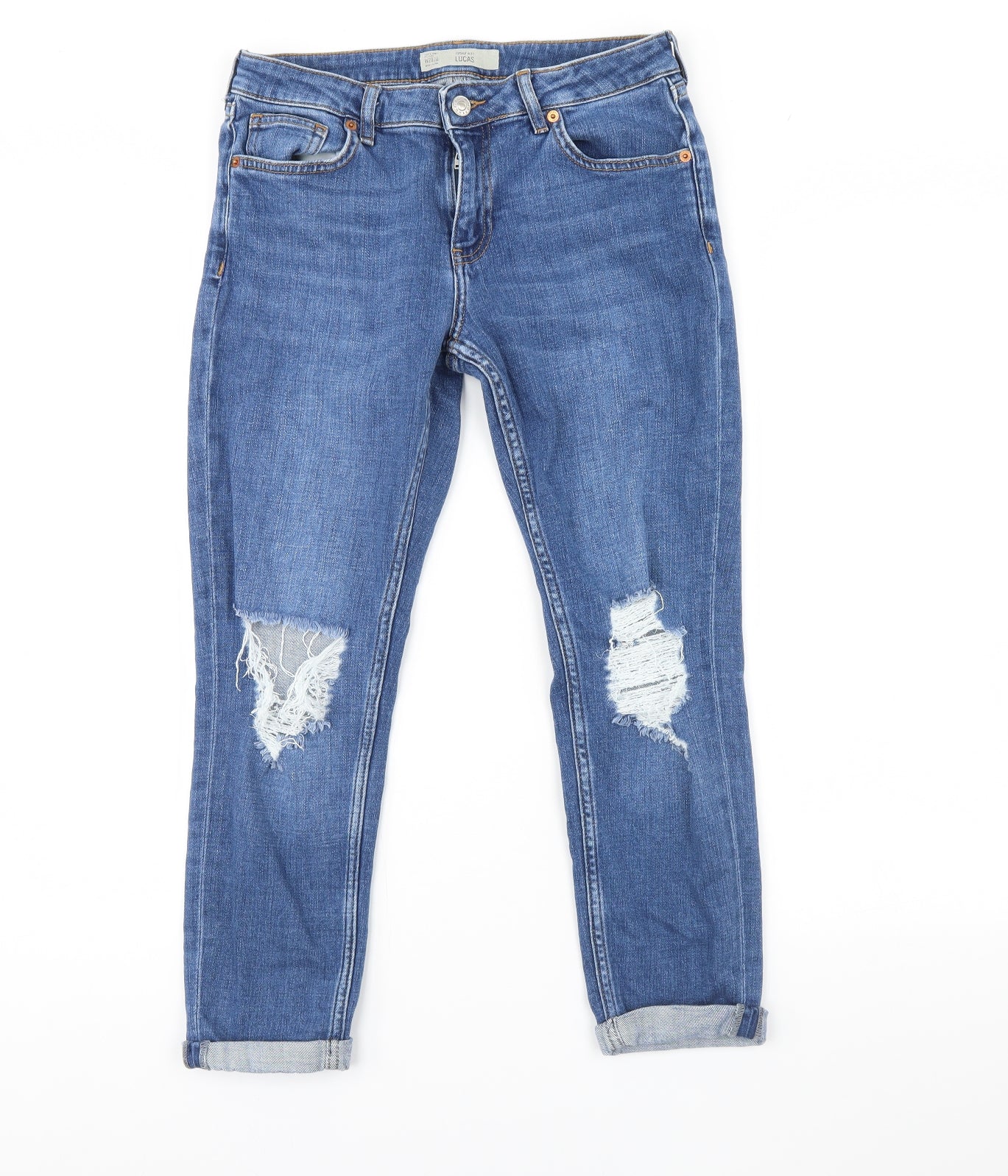 Topshop Womens Blue  Denim Cropped Jeans Size 28 L24 in