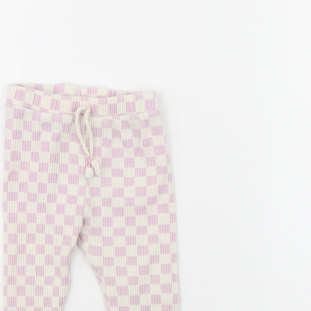Zara Girls White Plaid  Jogger Trousers Size 2 Years