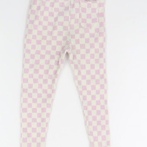 Zara Girls White Plaid  Jogger Trousers Size 2 Years