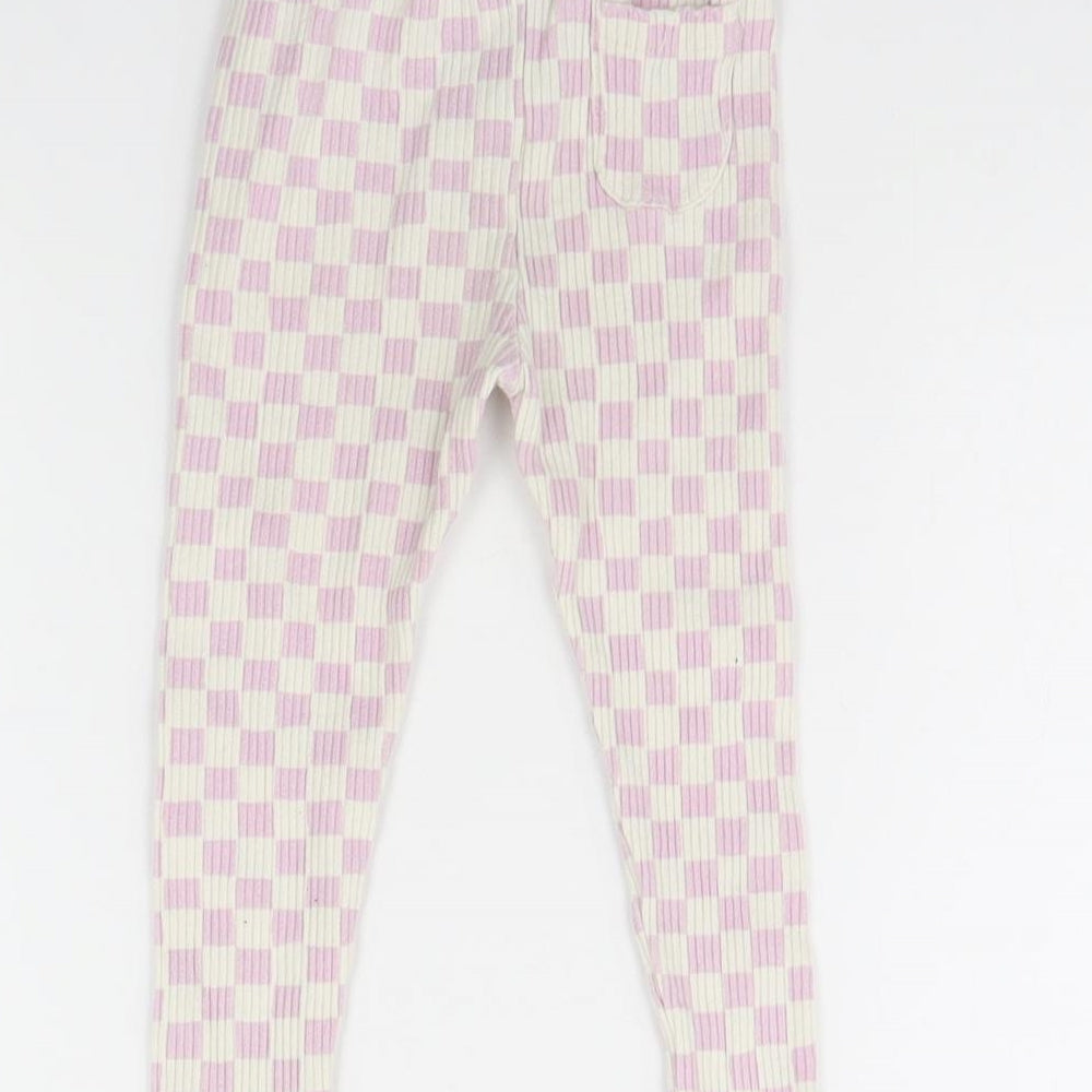 Zara Girls White Plaid  Jogger Trousers Size 2 Years