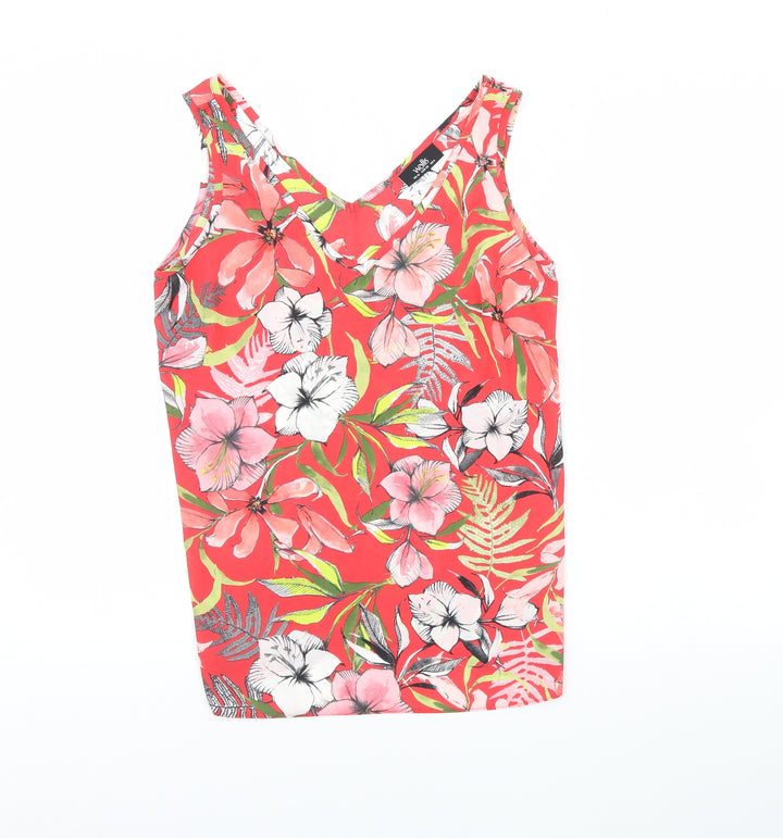 Wallis Womens Red Floral Basic Tank Size 10