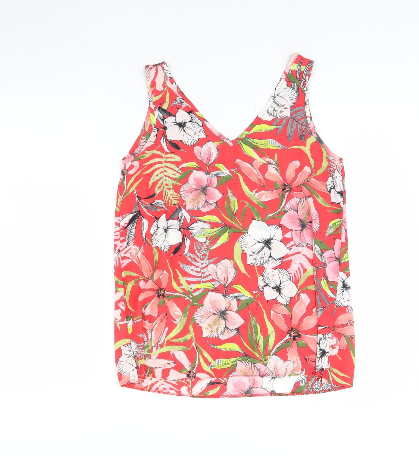 Wallis Womens Red Floral  Basic Tank Size 10