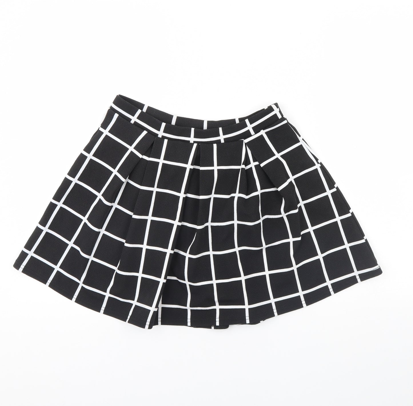 Boohoo Womens Black Plaid  Mini Skirt Size 14